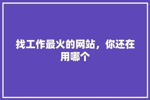 找工作最火的网站，你还在用哪个