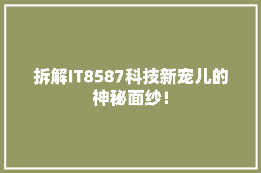 拆解IT8587科技新宠儿的神秘面纱！