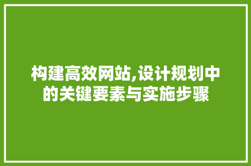 构建高效网站,设计规划中的关键要素与实施步骤 项目报告