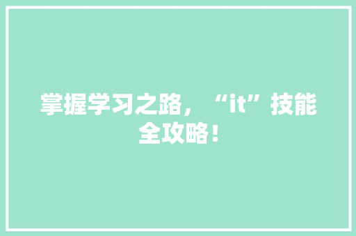 掌握学习之路，“it”技能全攻略！ 项目报告
