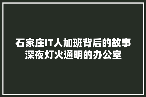 石家庄IT人加班背后的故事深夜灯火通明的办公室