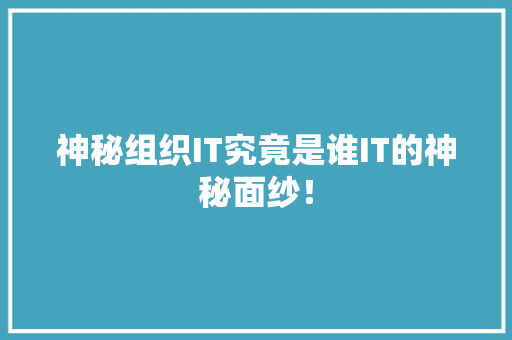 神秘组织IT究竟是谁IT的神秘面纱！ 市场营销范文