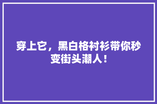 穿上它，黑白格衬衫带你秒变街头潮人！