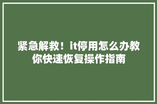 紧急解救！it停用怎么办教你快速恢复操作指南