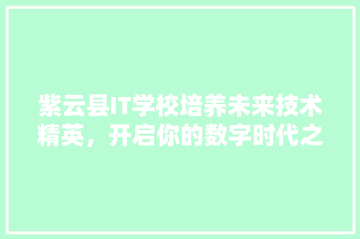 紫云县IT学校培养未来技术精英，开启你的数字时代之旅！