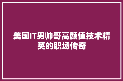 美国IT男帅哥高颜值技术精英的职场传奇 后端技术