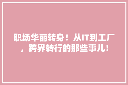 职场华丽转身！从IT到工厂，跨界转行的那些事儿！ 市场营销范文