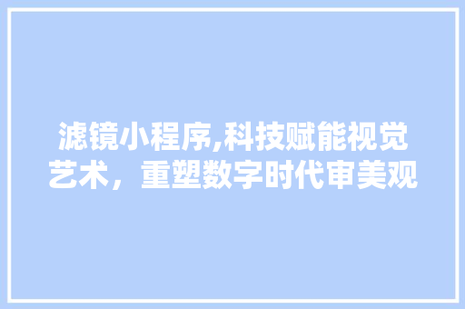 滤镜小程序,科技赋能视觉艺术，重塑数字时代审美观