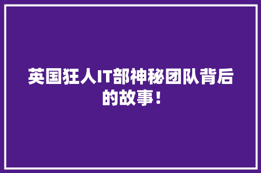 英国狂人IT部神秘团队背后的故事！