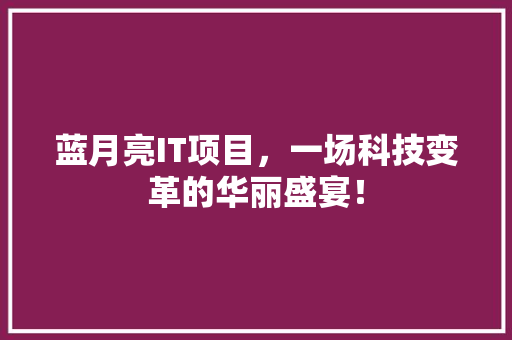 蓝月亮IT项目，一场科技变革的华丽盛宴！ 缓存Redis