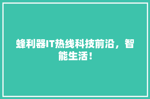 蜂利器IT热线科技前沿，智能生活！ 网站建设