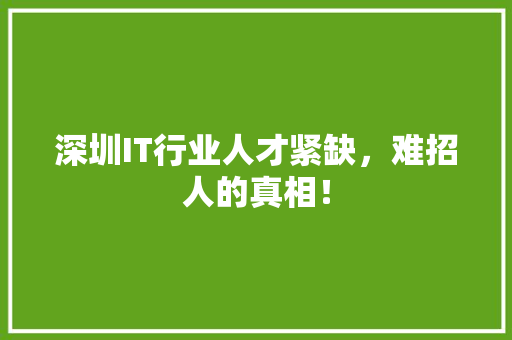 深圳IT行业人才紧缺，难招人的真相！ 市场营销范文