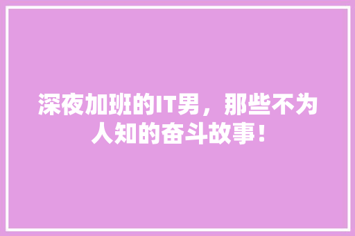 深夜加班的IT男，那些不为人知的奋斗故事！ 后端技术