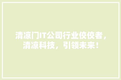 清凉门IT公司行业佼佼者，清凉科技，引领未来！ 缓存Redis