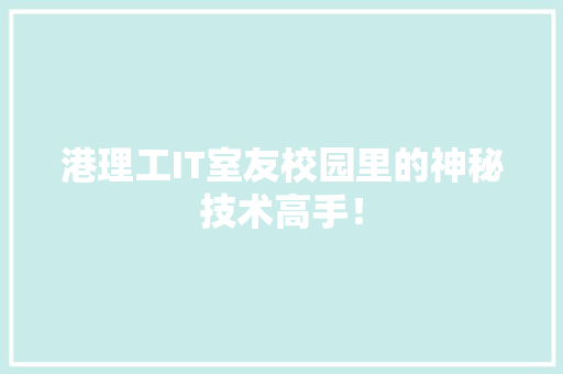 港理工IT室友校园里的神秘技术高手！