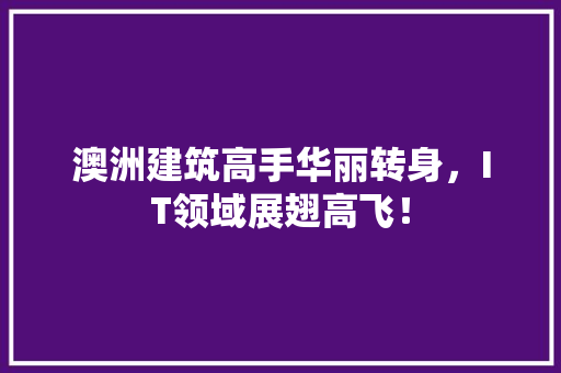 澳洲建筑高手华丽转身，IT领域展翅高飞！