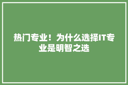 热门专业！为什么选择IT专业是明智之选 商务信函