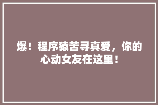爆！程序猿苦寻真爱，你的心动女友在这里！ 商务信函