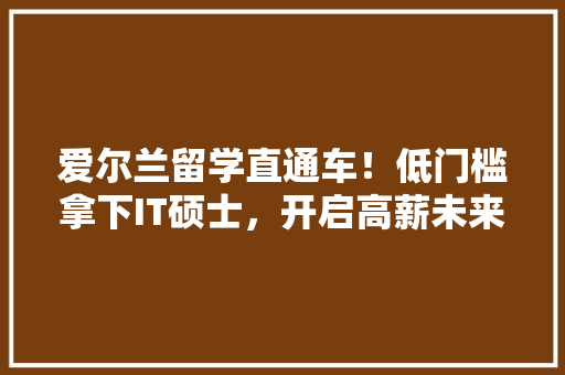 爱尔兰留学直通车！低门槛拿下IT硕士，开启高薪未来 前端技术