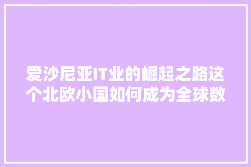 爱沙尼亚IT业的崛起之路这个北欧小国如何成为全球数字创新先锋 后端技术