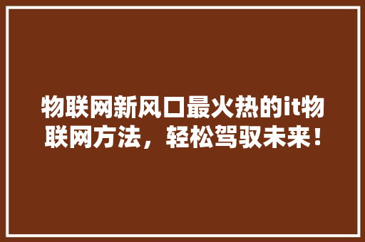 物联网新风口最火热的it物联网方法，轻松驾驭未来！ MySQL