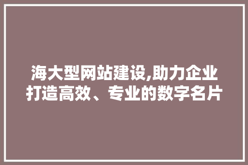 海大型网站建设,助力企业打造高效、专业的数字名片