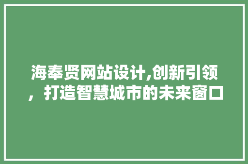 海奉贤网站设计,创新引领，打造智慧城市的未来窗口