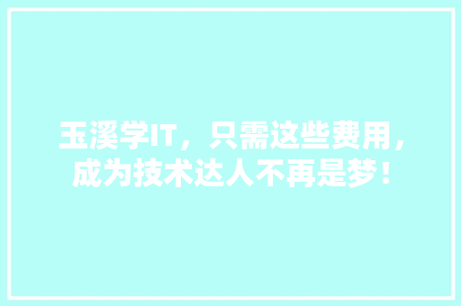 玉溪学IT，只需这些费用，成为技术达人不再是梦！ 项目报告