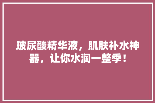 玻尿酸精华液，肌肤补水神器，让你水润一整季！