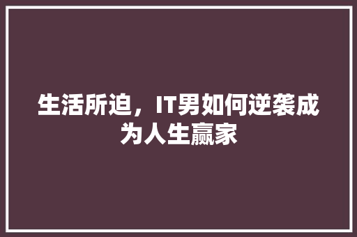 生活所迫，IT男如何逆袭成为人生赢家