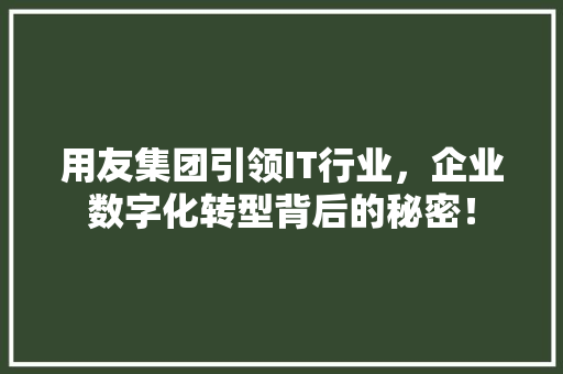 用友集团引领IT行业，企业数字化转型背后的秘密！ 商务信函