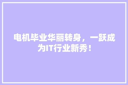 电机毕业华丽转身，一跃成为IT行业新秀！