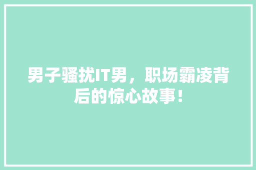 男子骚扰IT男，职场霸凌背后的惊心故事！