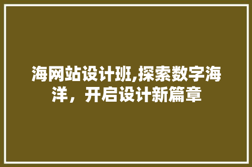 海网站设计班,探索数字海洋，开启设计新篇章 后端技术