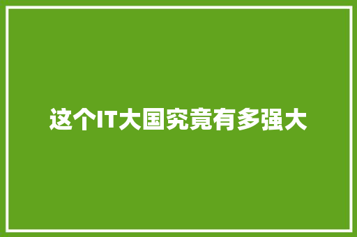 这个IT大国究竟有多强大 前端技术