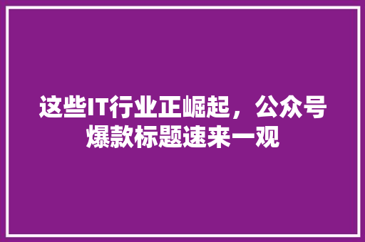 这些IT行业正崛起，公众号爆款标题速来一观 项目报告