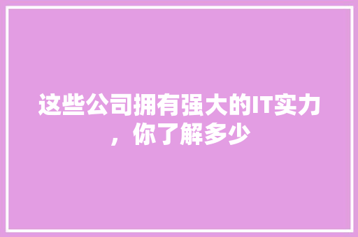 这些公司拥有强大的IT实力，你了解多少 网站建设