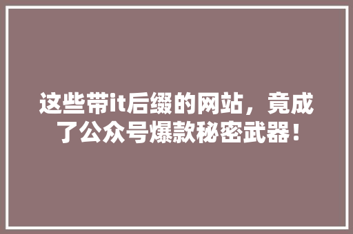 这些带it后缀的网站，竟成了公众号爆款秘密武器！ 网站建设