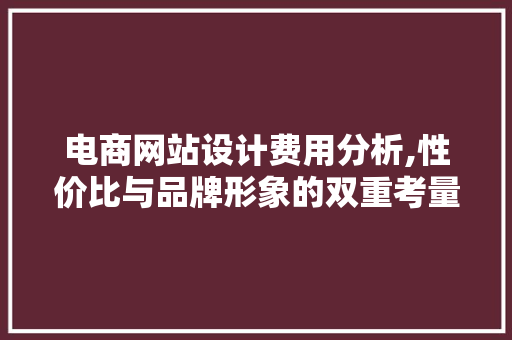 电商网站设计费用分析,性价比与品牌形象的双重考量 后端技术