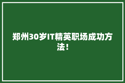 郑州30岁IT精英职场成功方法！ 响应式设计
