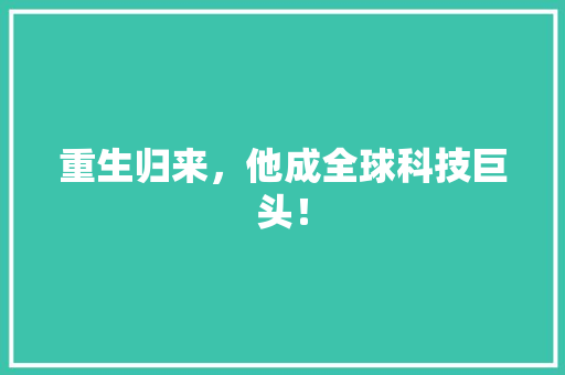 重生归来，他成全球科技巨头！