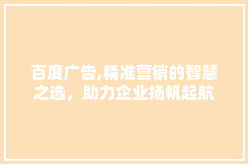 百度广告,精准营销的智慧之选，助力企业扬帆起航 市场营销范文