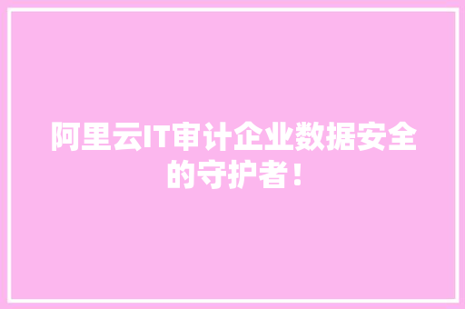 阿里云IT审计企业数据安全的守护者！ 缓存Redis
