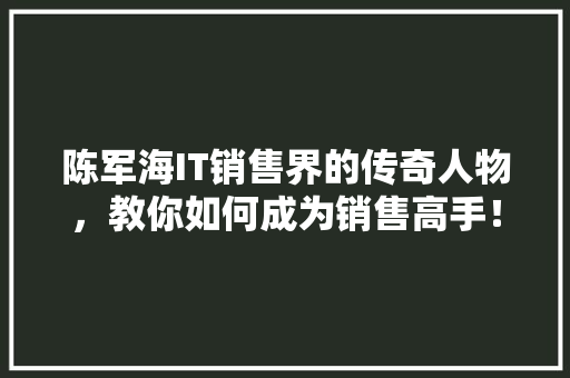 陈军海IT销售界的传奇人物，教你如何成为销售高手！