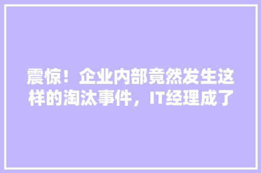 震惊！企业内部竟然发生这样的淘汰事件，IT经理成了牺牲品！ 网站建设