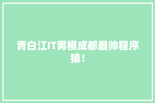 青白江IT男模成都最帅程序猿！ 网站建设