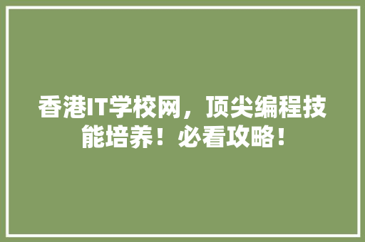 香港IT学校网，顶尖编程技能培养！必看攻略！ 项目报告