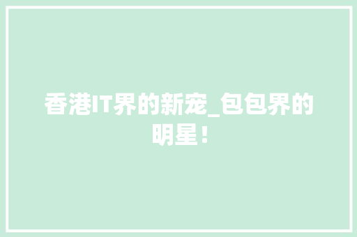 香港IT界的新宠_包包界的明星！