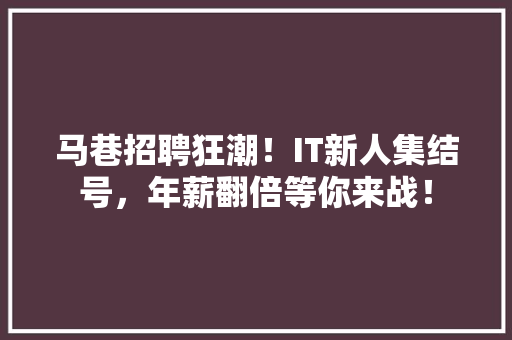 马巷招聘狂潮！IT新人集结号，年薪翻倍等你来战！ 响应式设计