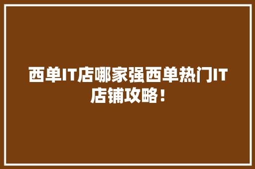 西单IT店哪家强西单热门IT店铺攻略！ 响应式设计